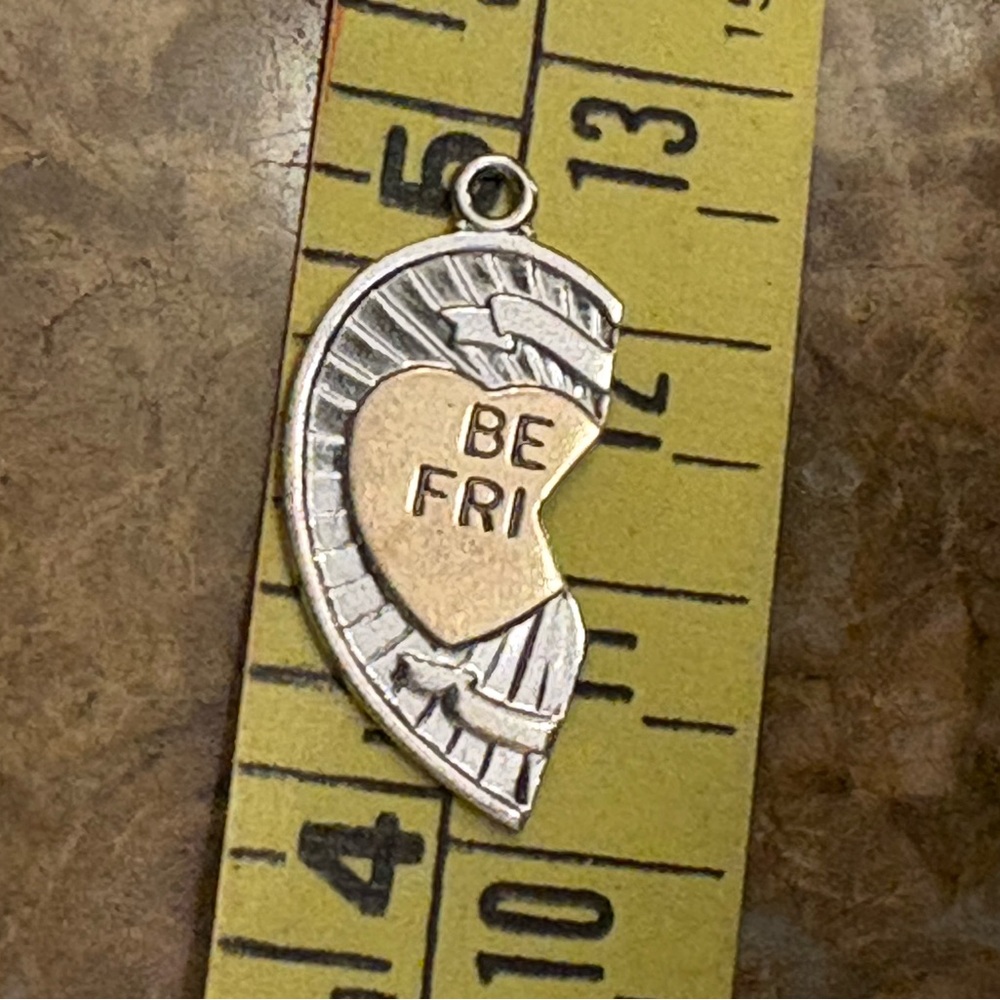 Half Silver Best Friend Charm Pendant heart